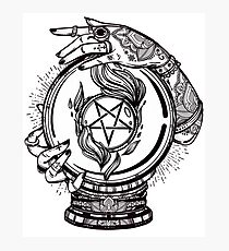 Psychic Reader with Crystal Ball and the Sigil of Baphomet Photographic Print