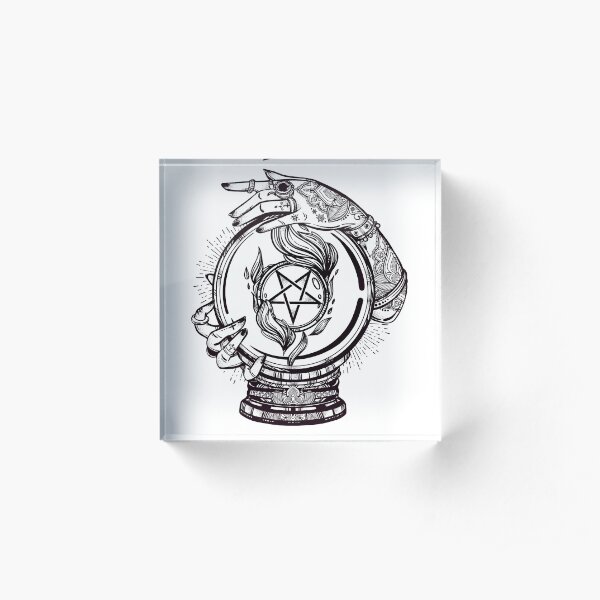 Psychic Reader with Crystal Ball and the Sigil of Baphomet Acrylic Block