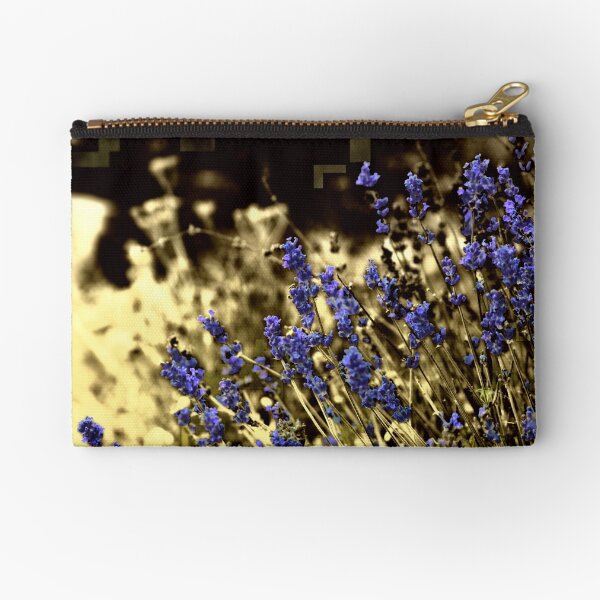 Lavender in a yellow field Zipper Pouch