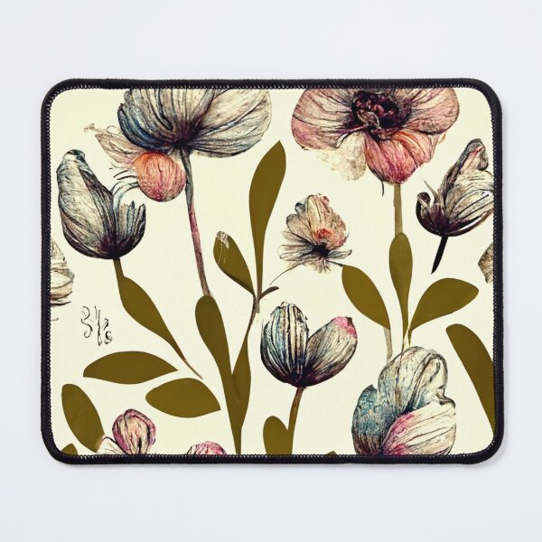 Item preview, Vintage looking flowers with dark green stems in a beautiful pattern. designed and sold by liana campbell.