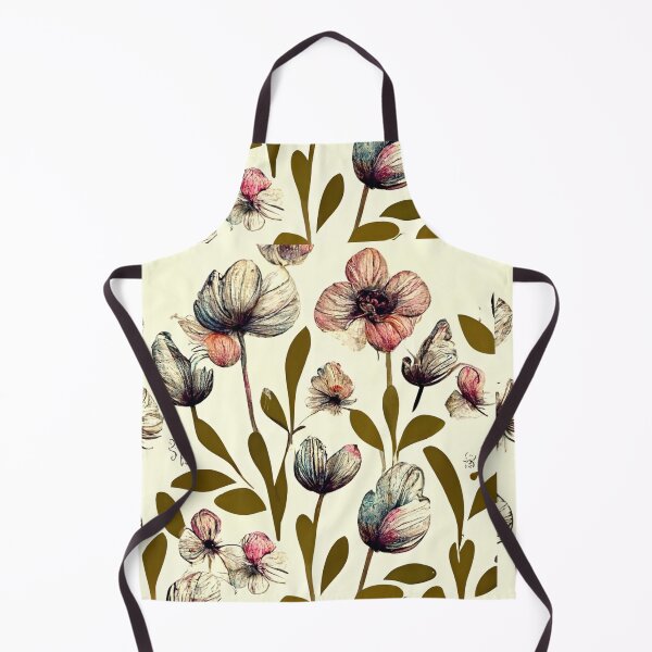 Item preview, Vintage looking flowers with dark green stems in a beautiful pattern. designed and sold by liana campbell.
