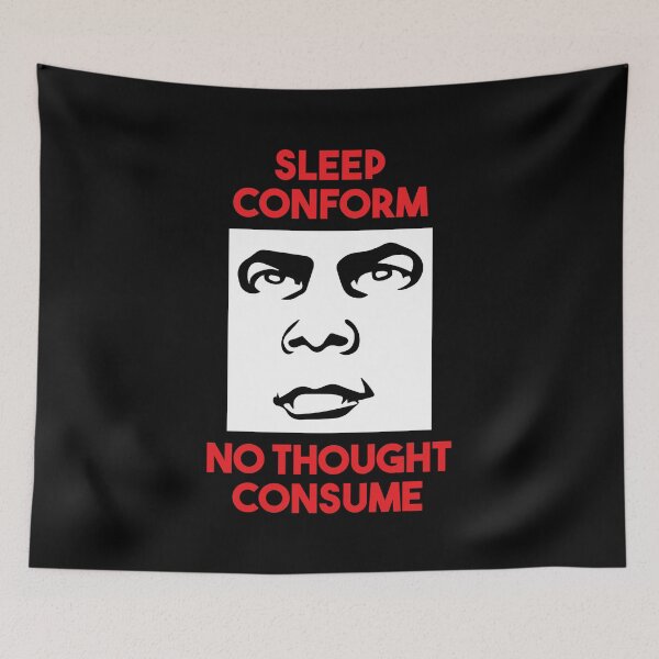 Item preview, Dormir, conformarse, no pensar, consumir designed and sold by ArtFactoryAI.