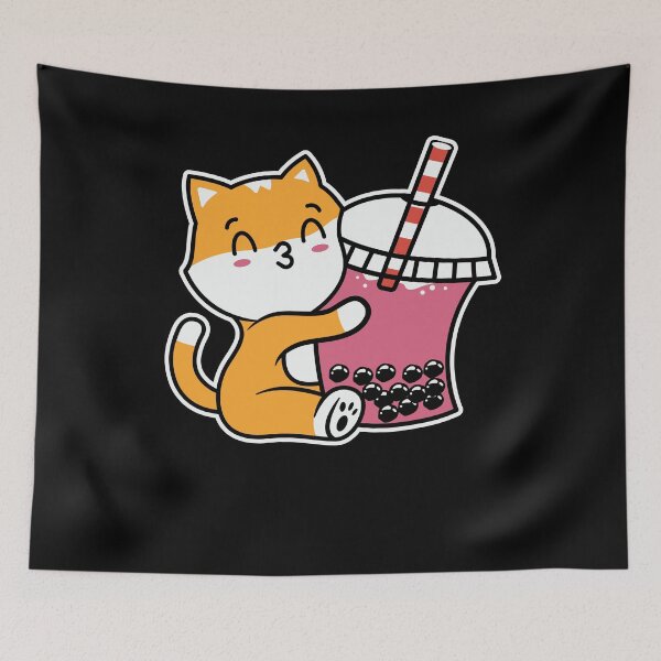 Item preview, cat hugging boba designed and sold by AdelDa19.