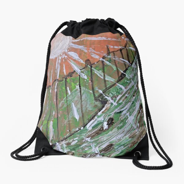 Peachy Day Abstract Drawstring Bag