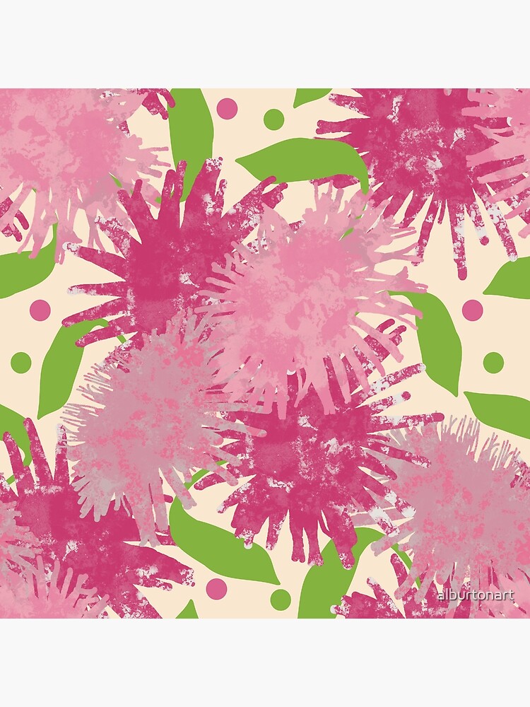 Abstract Pink Puffs Flowers by alburtonart