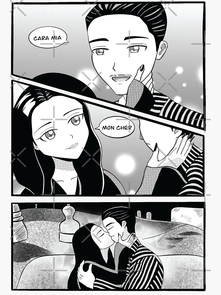 "Morticia and Gomez Addams Manga" Sticker for Sale by violet-sunsets | Redbubble
