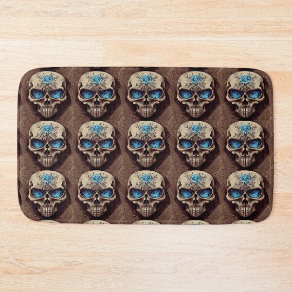 Item preview, Cracked skull with blue rose and blue eyes designed and sold by TreasuryOE.