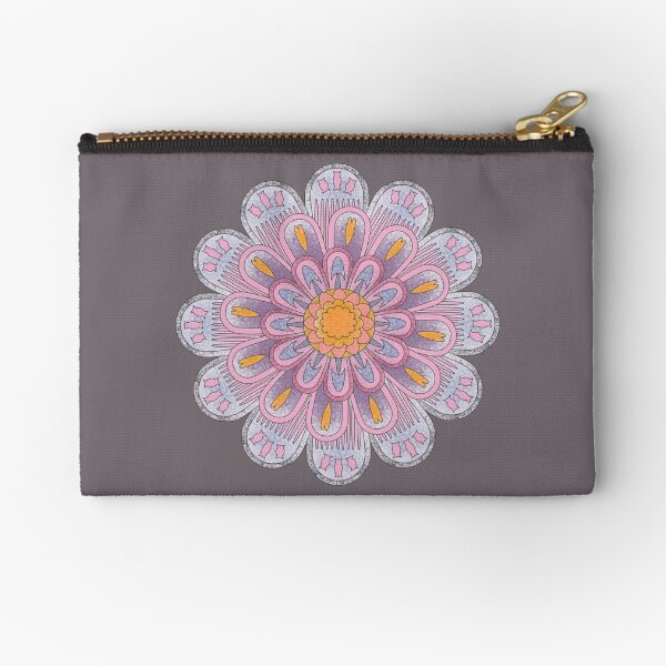 Pastel Zinnia Mandala Zipper Pouch