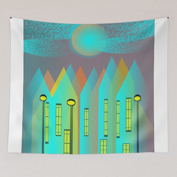 Item preview, Row Houses Turquoise - by Matilda Lorentsson designed and sold by M-Lorentsson.