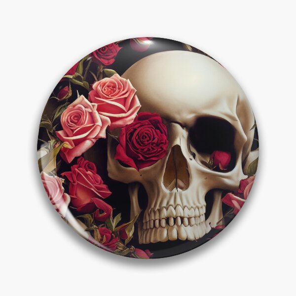 Item preview, Beautiful skull with pink roses and red roses designed and sold by TreasuryOE.
