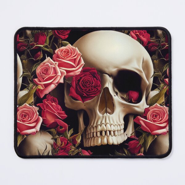 Item preview, Beautiful skull with pink roses and red roses designed and sold by TreasuryOE.