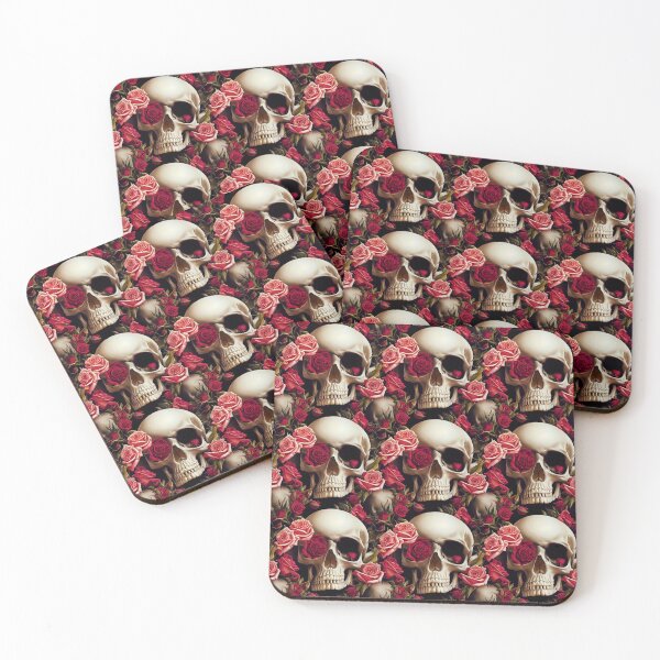 Item preview, Beautiful skull with pink roses and red roses designed and sold by TreasuryOE.