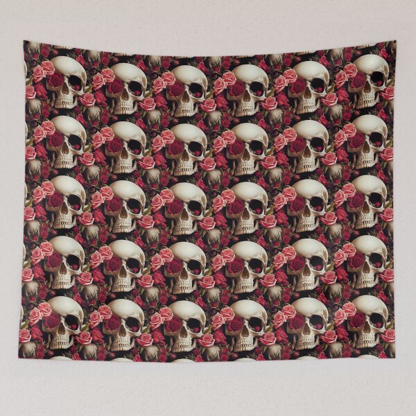 Item preview, Beautiful skull with pink roses and red roses designed and sold by TreasuryOE.