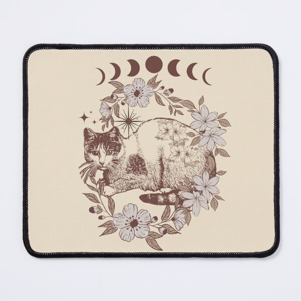 Item preview, Cottagecore Mythical Cat With Wildflowers designed and sold by BronikowskiART.