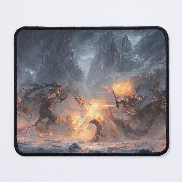 Item preview, Fantasy medieval battle of the warriors of good and evil battlefield is on fire deadly battle of ice and flame designed and sold by RAIID.