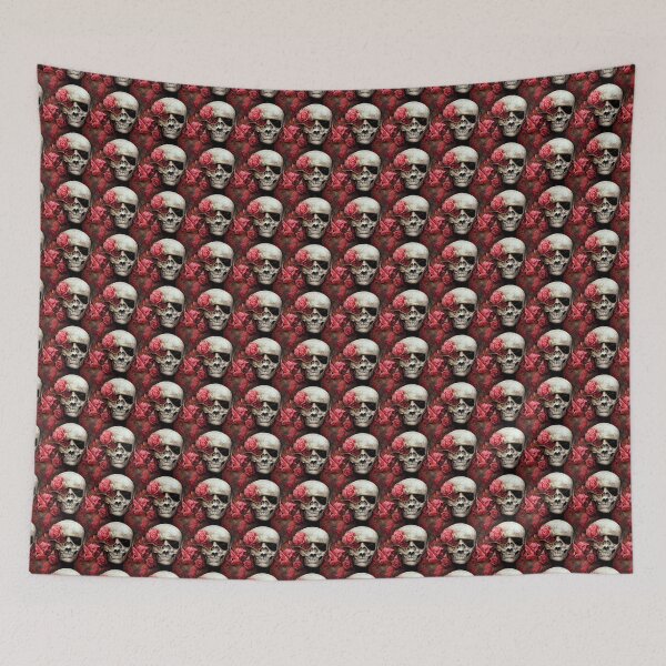 Item preview, Vintage skull with pink roses, RIP designed and sold by TreasuryOE.
