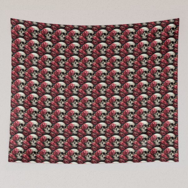 Item preview, Vintage skull with pink roses, RIP designed and sold by TreasuryOE.