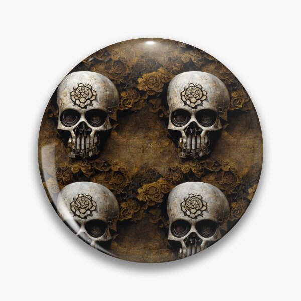 Item preview, Gothic skull with carved rose and golden rose pattern designed and sold by TreasuryOE.