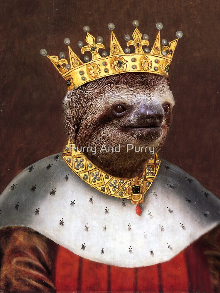 "Portrait of Sloth as a King - King Sloth - Pet Gift" Sticker for Sale
