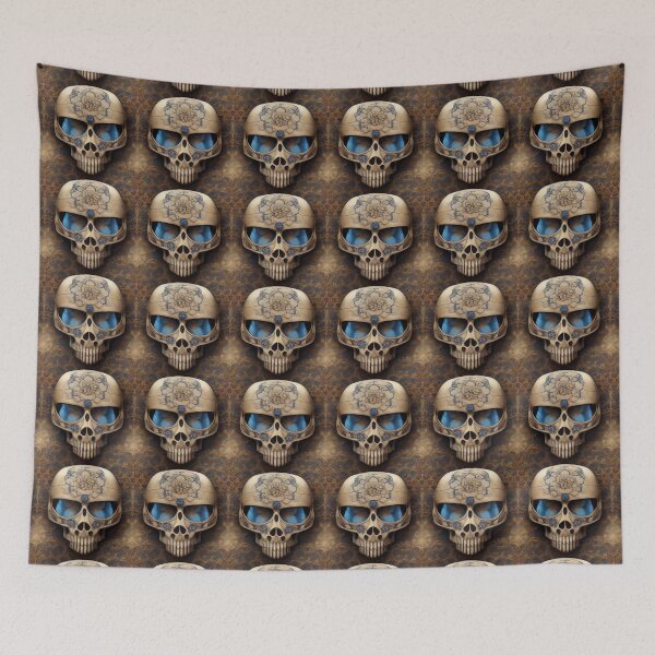 Item preview, Warrior skull with blue rose and blue eyes designed and sold by TreasuryOE.