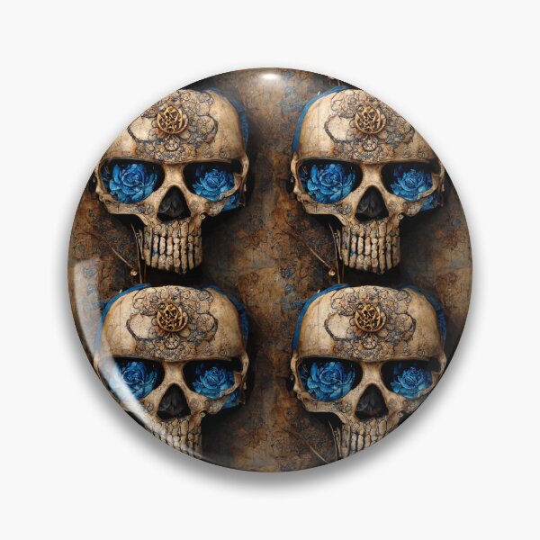 Item preview, Brutal skull with blue rose and blue eyes, hope designed and sold by TreasuryOE.