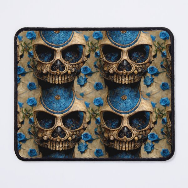 Item preview, Cracked skull with blue rose and blue eyes designed and sold by TreasuryOE.