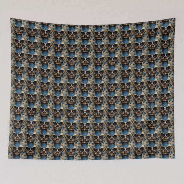 Item preview, Cracked skull with blue rose and blue eyes designed and sold by TreasuryOE.