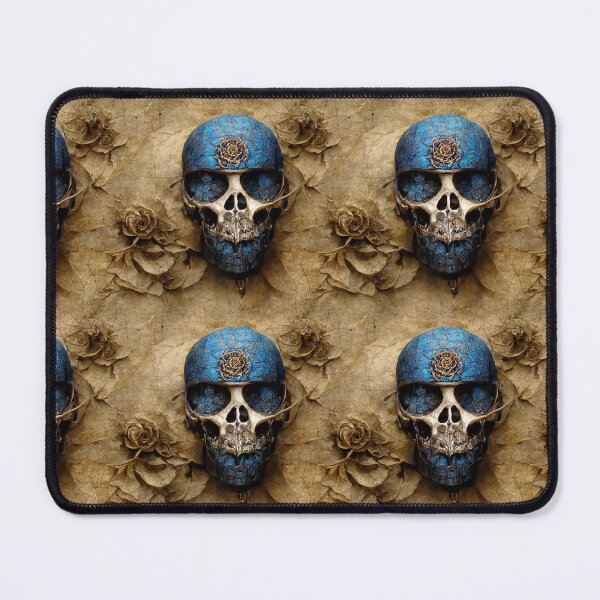 Item preview, Blue skull with gold rose designed and sold by TreasuryOE.