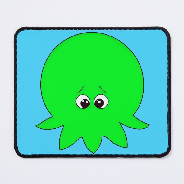 Item preview, Sad green cartoonish round octopus I designed and sold by BrachiaST.