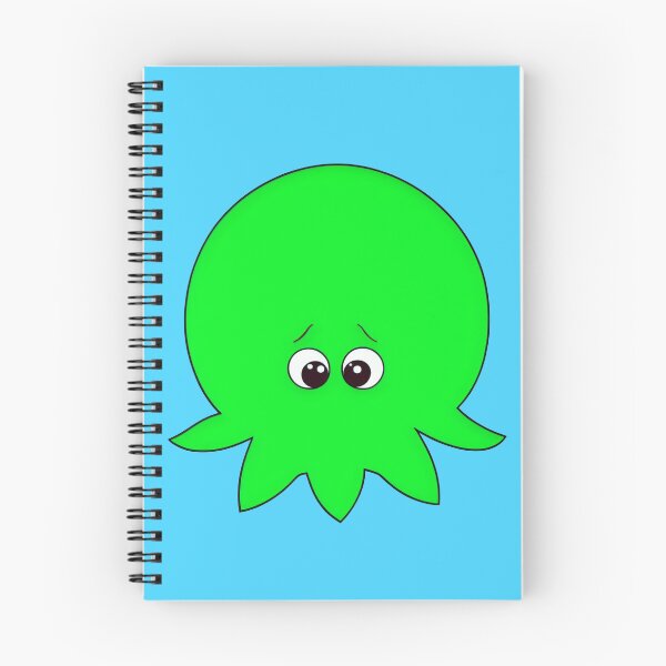 Item preview, Sad green cartoonish round octopus I designed and sold by BrachiaST.