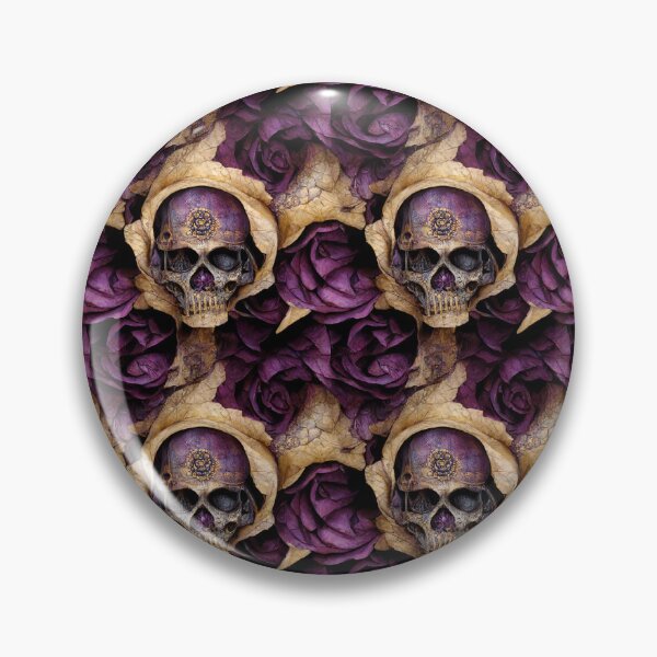 Item preview, Skull with purple rose and flower pattern, RIP designed and sold by TreasuryOE.