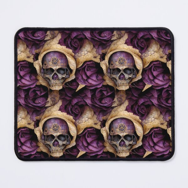 Item preview, Skull with purple rose and flower pattern, RIP designed and sold by TreasuryOE.
