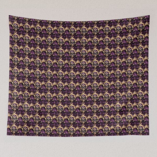 Item preview, Skull with purple rose and flower pattern, RIP designed and sold by TreasuryOE.