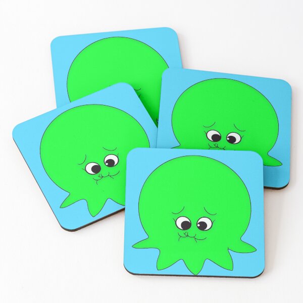 Item preview, Sad green cartoonish round octopus II designed and sold by BrachiaST.