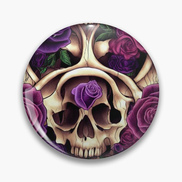 Item preview, Unique skull with purple roses and pink roses, shades of violet designed and sold by TreasuryOE.