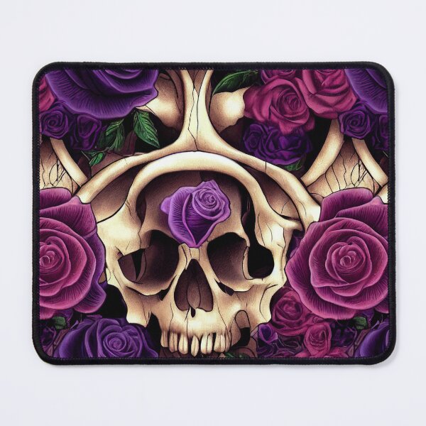 Item preview, Unique skull with purple roses and pink roses, shades of violet designed and sold by TreasuryOE.