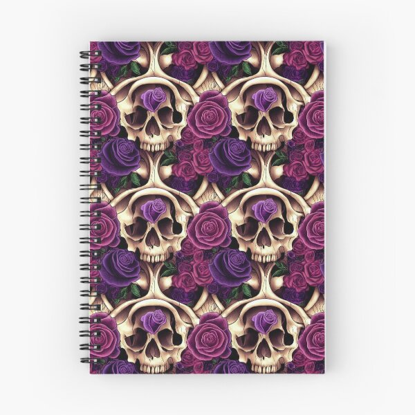 Item preview, Unique skull with purple roses and pink roses, shades of violet designed and sold by TreasuryOE.