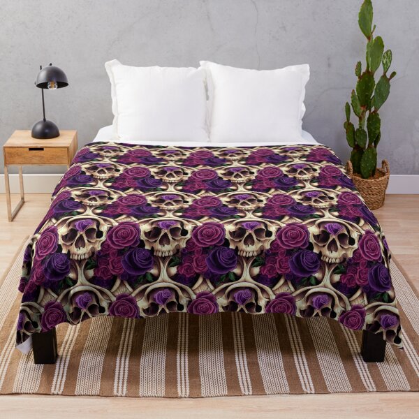 Item preview, Unique skull with purple roses and pink roses, shades of violet designed and sold by TreasuryOE.
