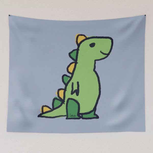 Item preview, Dino 1 (yellow green, blue gray background) designed and sold by MentaLee.