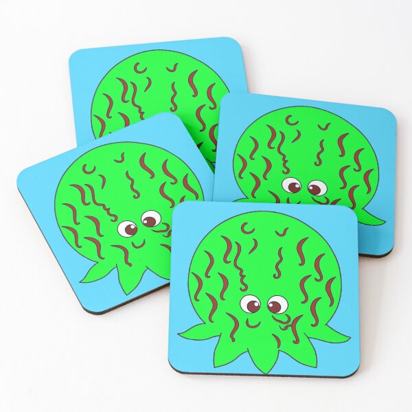 Item preview, Striped green cartoonish round octopus designed and sold by BrachiaST.