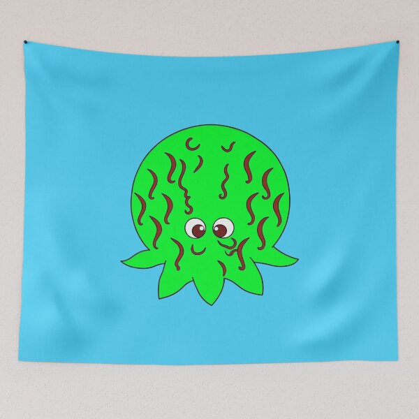 Item preview, Striped green cartoonish round octopus designed and sold by BrachiaST.