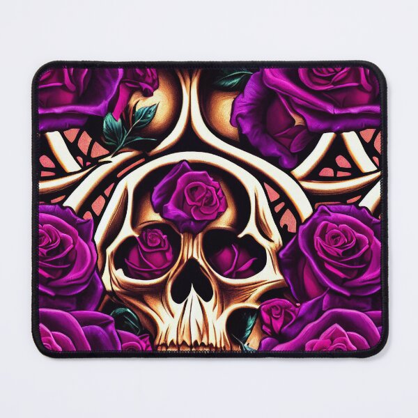 Item preview, Copper skull with purple rose, violet rose pattern designed and sold by TreasuryOE.