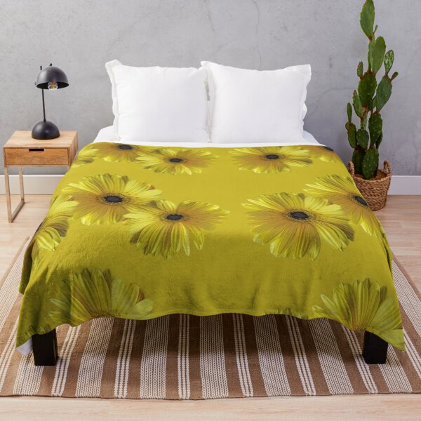 Item preview, pretty yellow daisy flowers in golden yellow background photo art. designed and sold by naturematters.