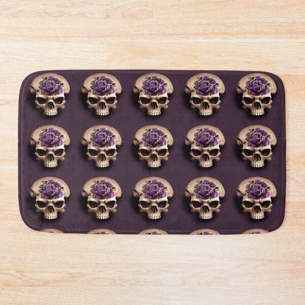 Item preview, Skull without lower jaw, purple rose and empty eyes designed and sold by TreasuryOE.