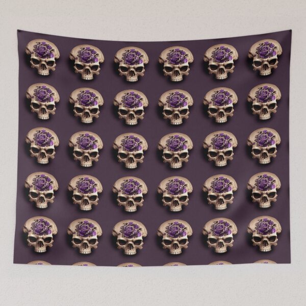 Item preview, Skull without lower jaw, purple rose and empty eyes designed and sold by TreasuryOE.
