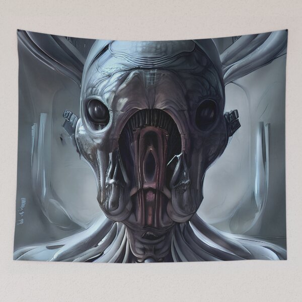 Item preview, 'Mainframe' Alien Head inspired by H. Giger by GizbarArts made with a.i. designed and sold by Ganzabara.