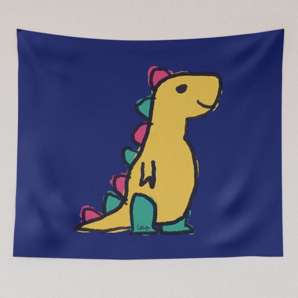 Item preview, Dino 1 (yellow green red, blue background) designed and sold by MentaLee.