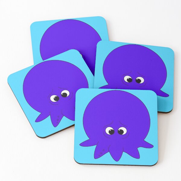 Item preview, A very sad purple cartoonish round octopus designed and sold by BrachiaST.