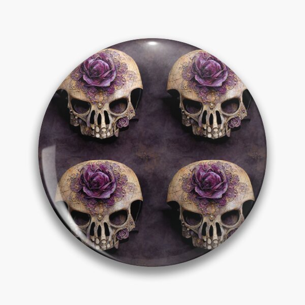 Item preview, Skull without lower jaw, purple rose and empty eyes designed and sold by TreasuryOE.