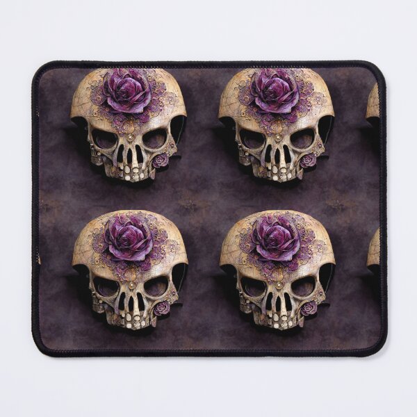 Item preview, Skull without lower jaw, purple rose and empty eyes designed and sold by TreasuryOE.
